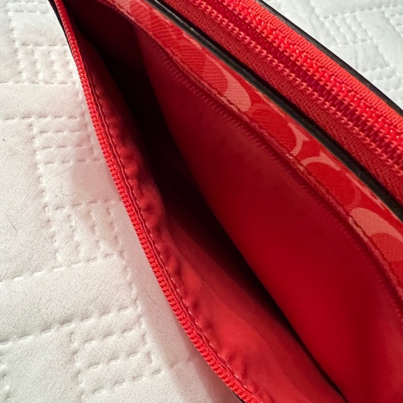 Coach Signature Print Red and Pink Wristlet - Picture 5 of 13